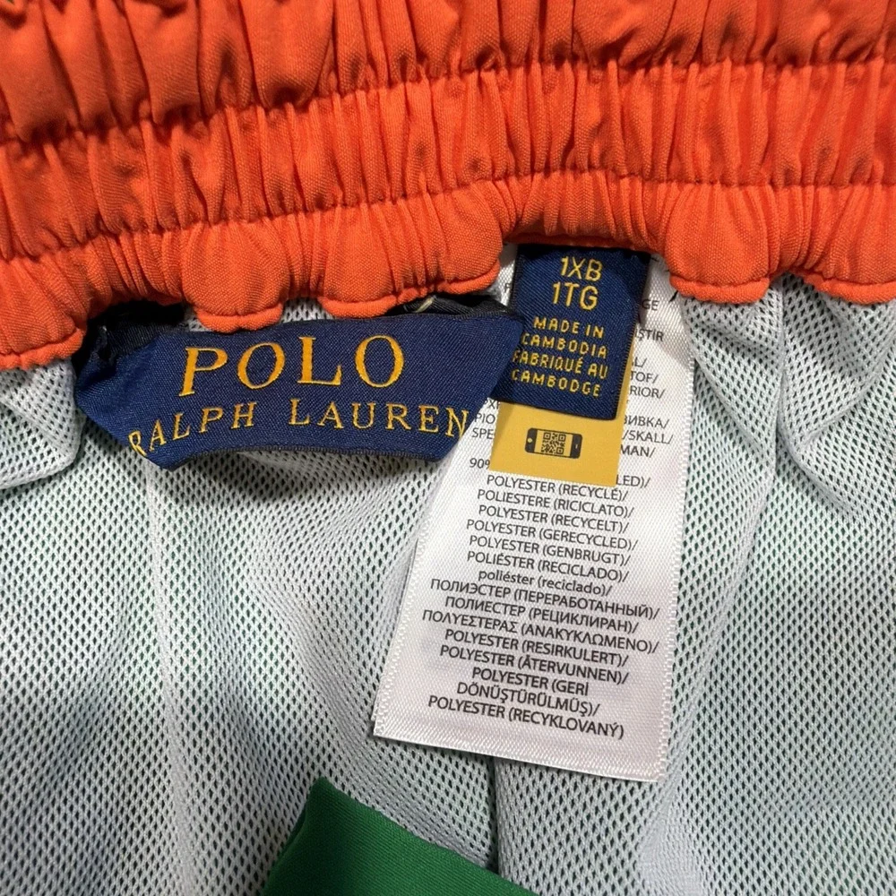 Polo Ralph Lauren Trunks Men's 1XB Long Kailua Trunks Pocket Mesh Lined Orange